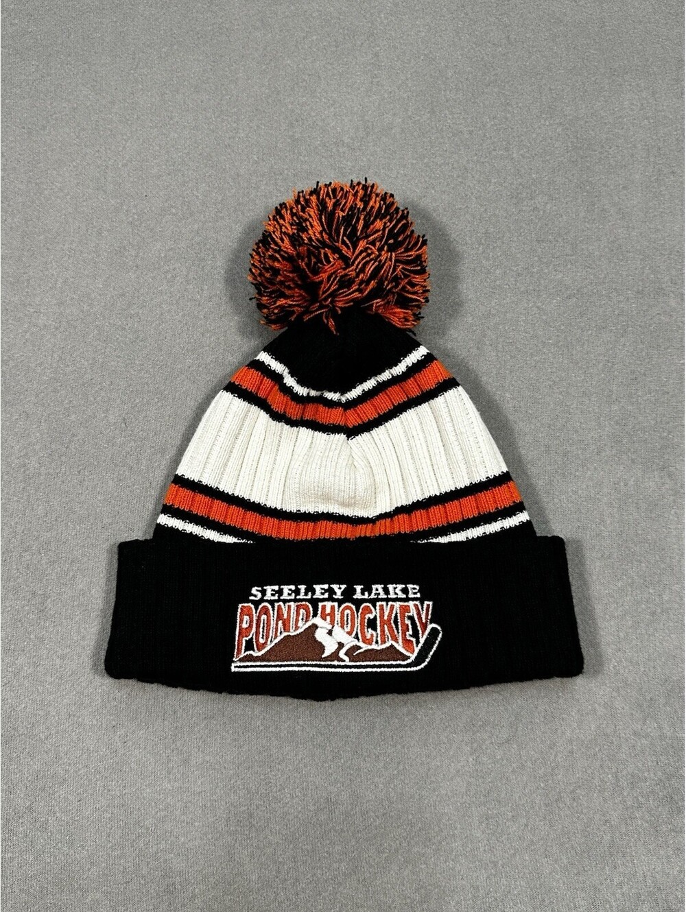 Seeley Lake Pond Hockey Knit Beanie Pom Pom One Size Fits Most Winter Hat